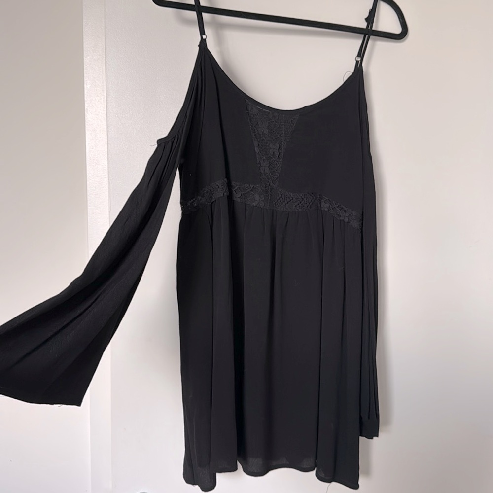 Black off the shoulder mini dress